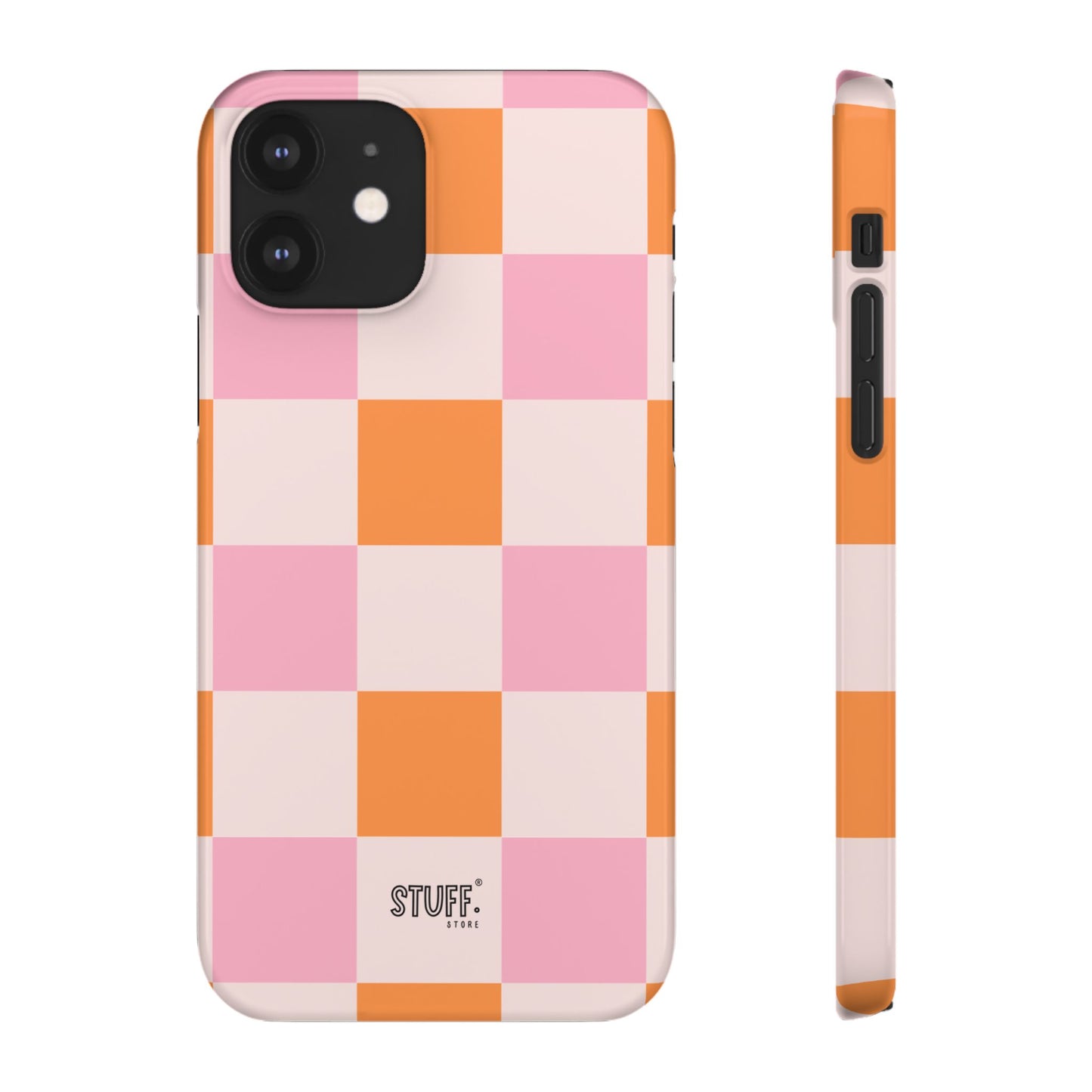 Peachy Case | Coque snap légère et résistante avec Design en Damier - Orange & Rose