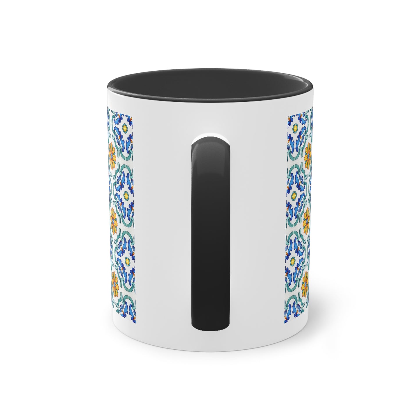 Azulejos Cup | Mug bicolore en céramique avec motif mosaïque méditerranéen – 330ml