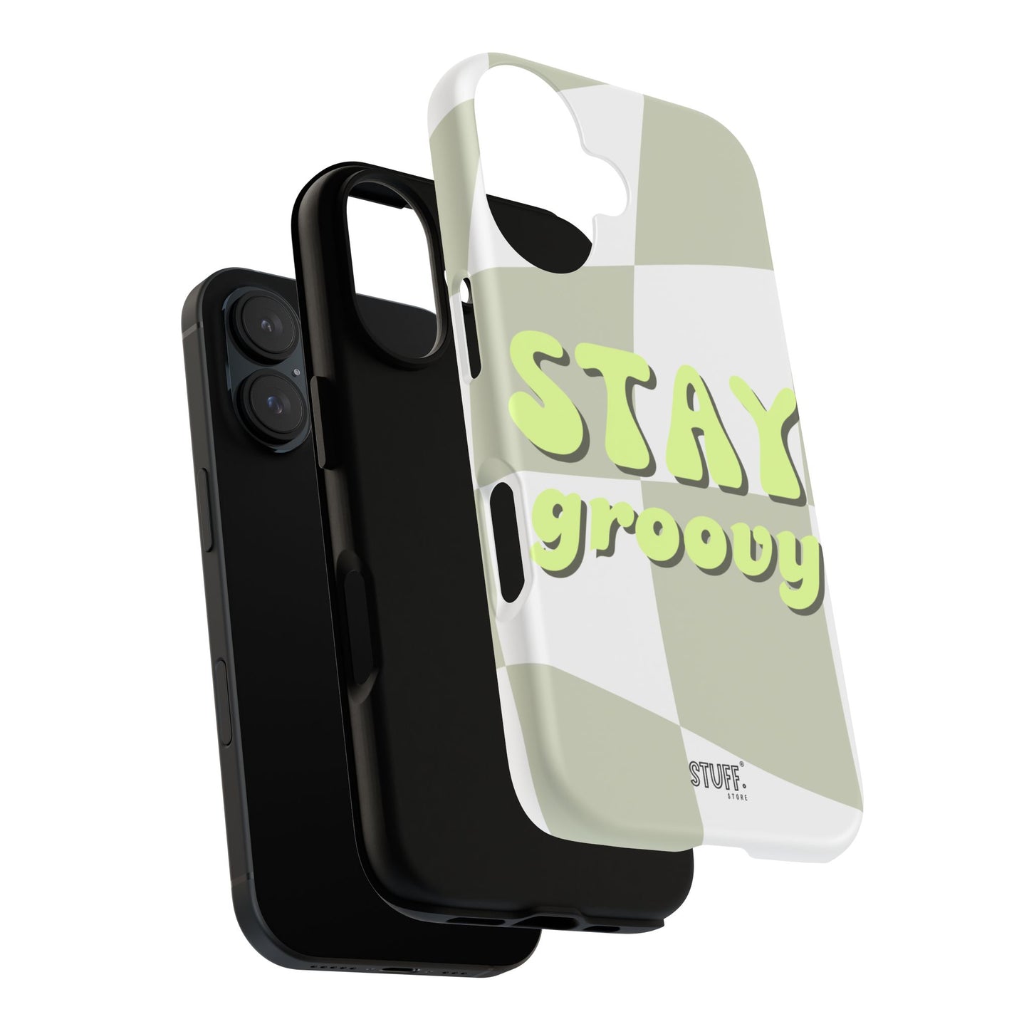 Groovy Case | Coque résistante double protection avec Design Rétro en Damier - Vert