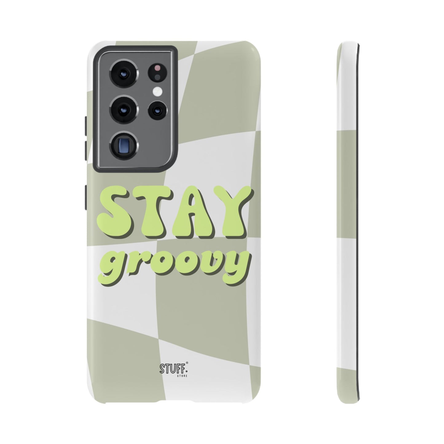 Groovy Case | Coque résistante double protection avec Design Rétro en Damier - Vert