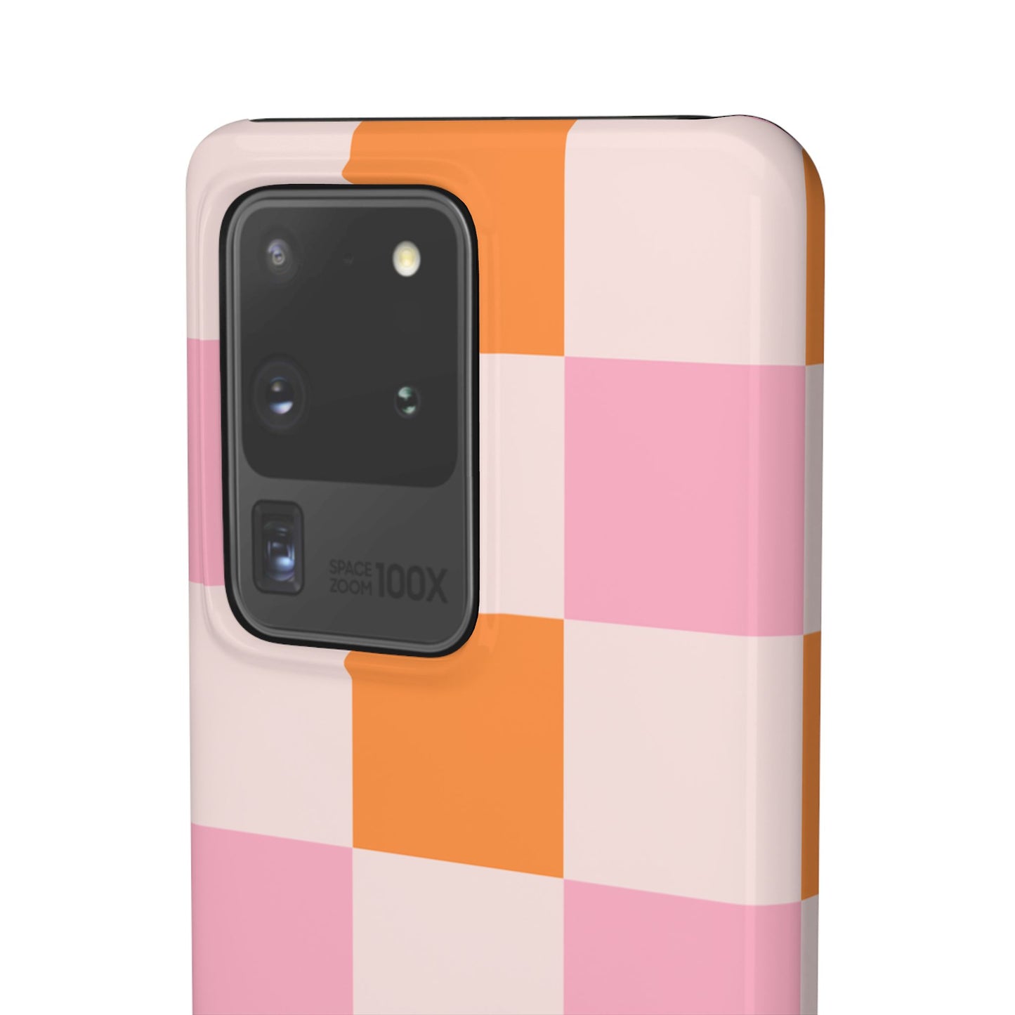 Peachy Case | Coque snap légère et résistante avec Design en Damier - Orange & Rose