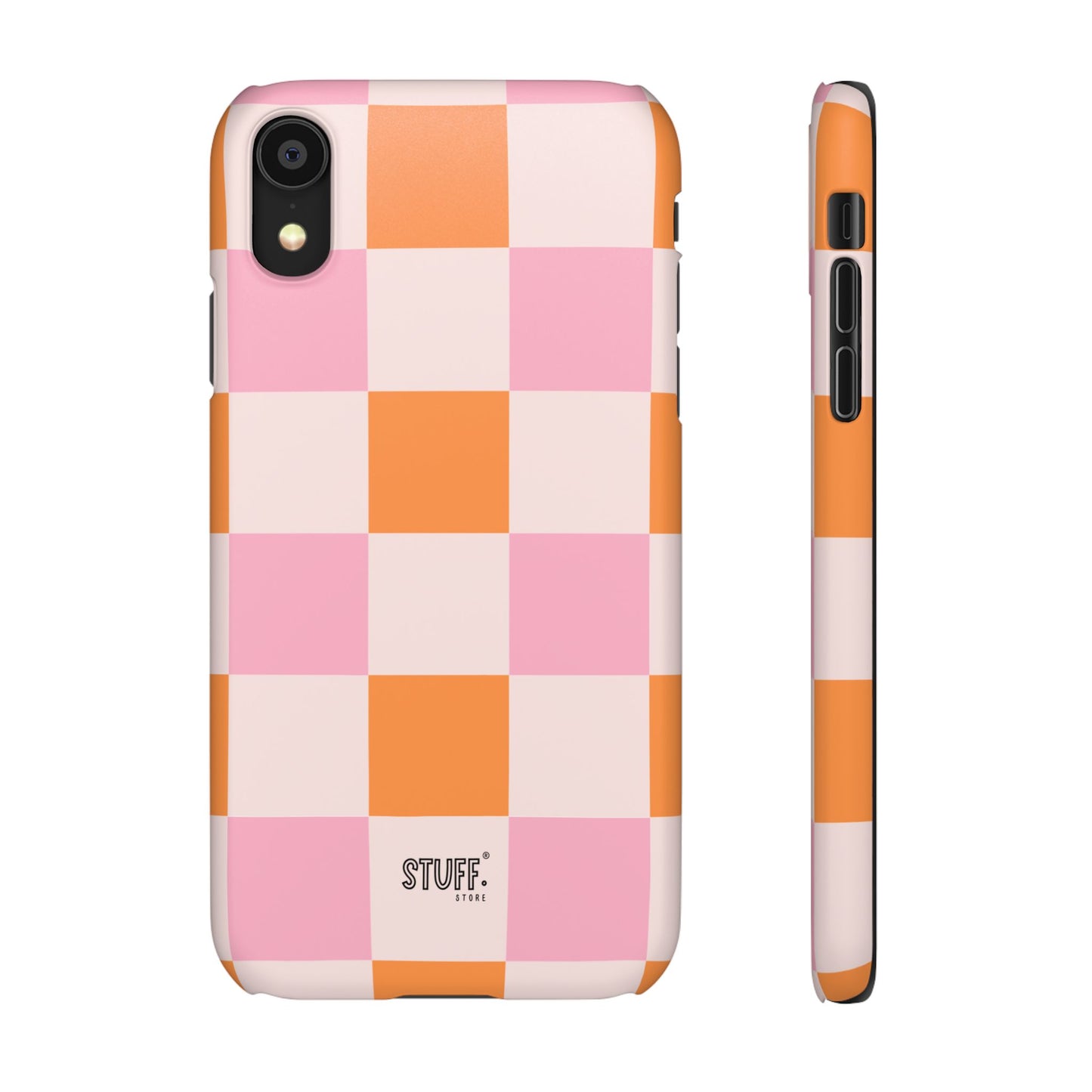 Peachy Case | Coque snap légère et résistante avec Design en Damier - Orange & Rose