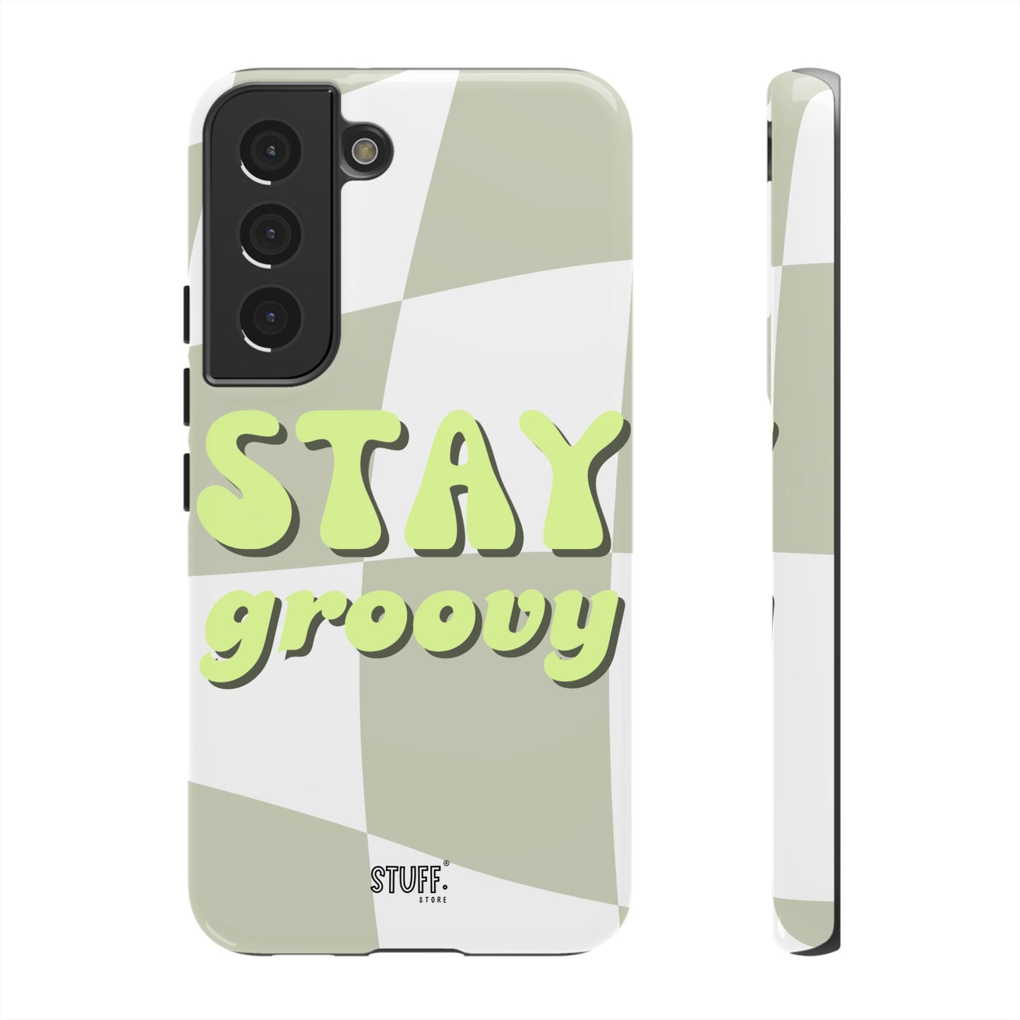 Groovy Case | Coque résistante double protection avec Design Rétro en Damier - Vert