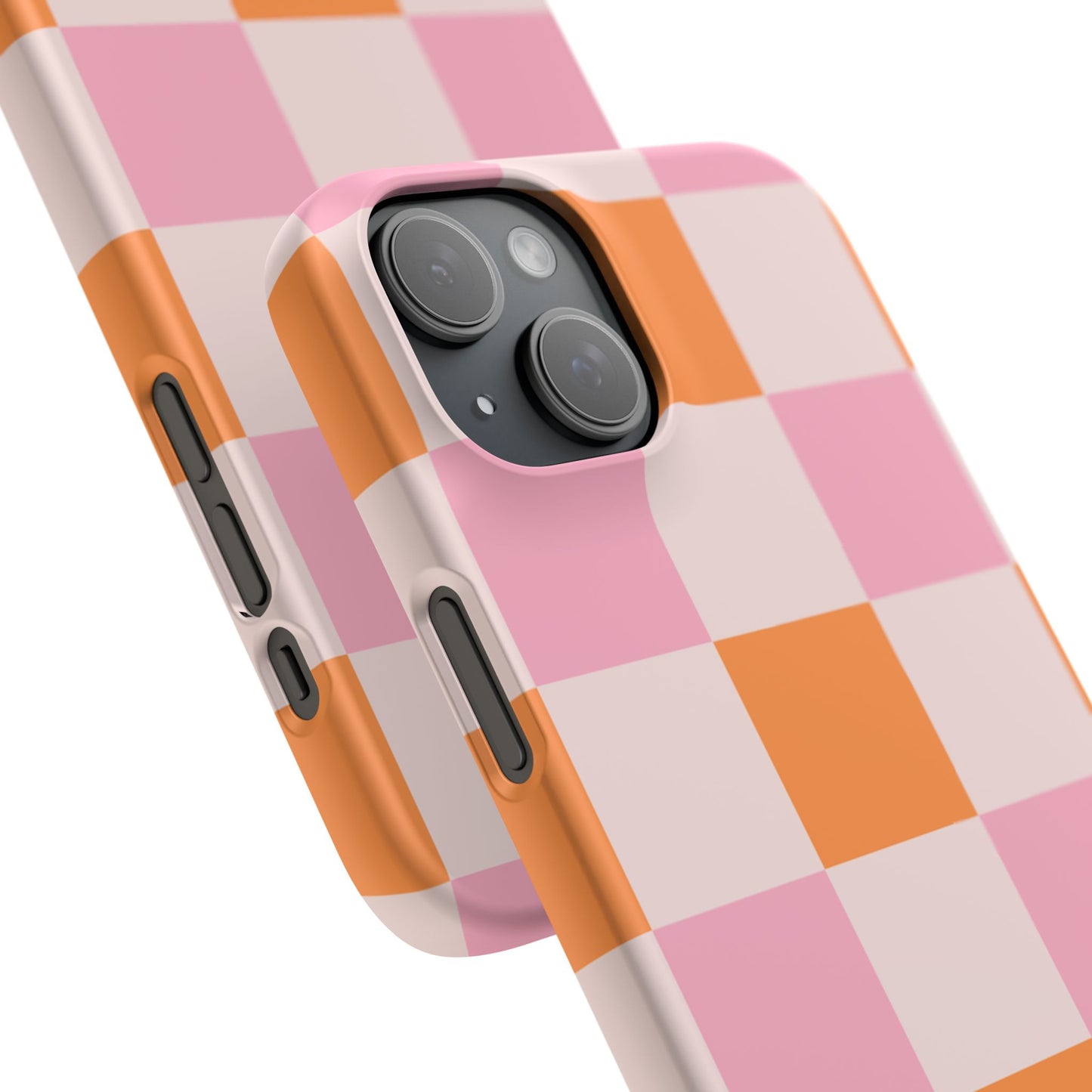 Peachy Case | Coque snap légère et résistante avec Design en Damier - Orange & Rose
