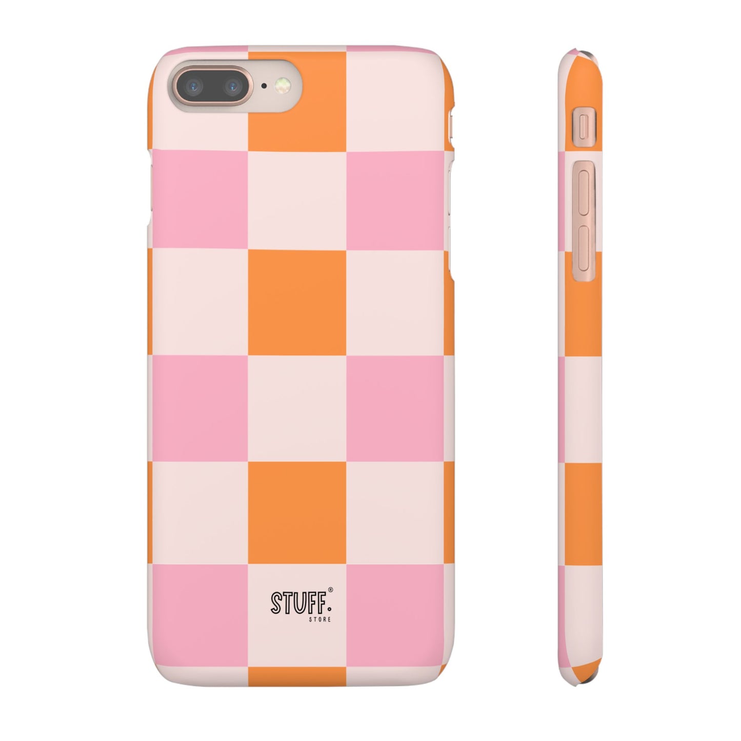 Peachy Case | Coque snap légère et résistante avec Design en Damier - Orange & Rose