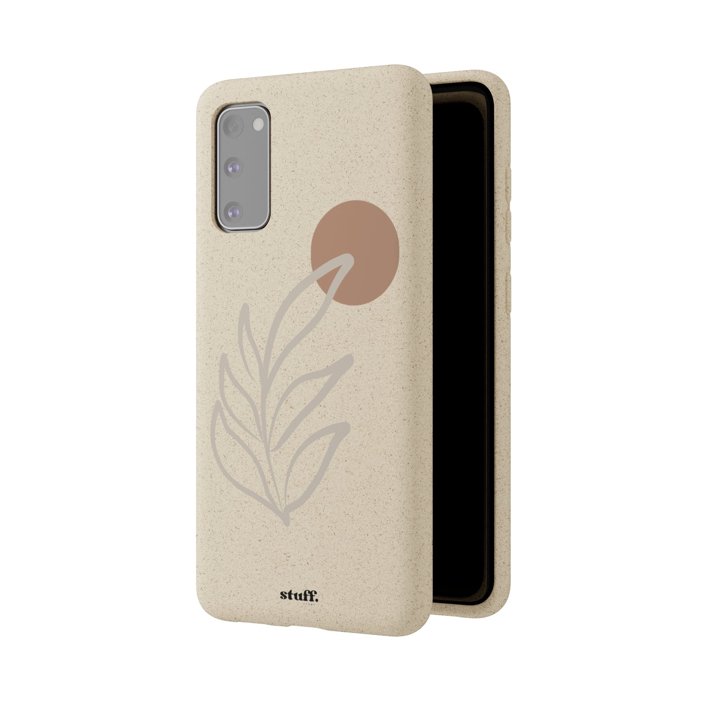 funda de teléfono biodegradable con rama boho