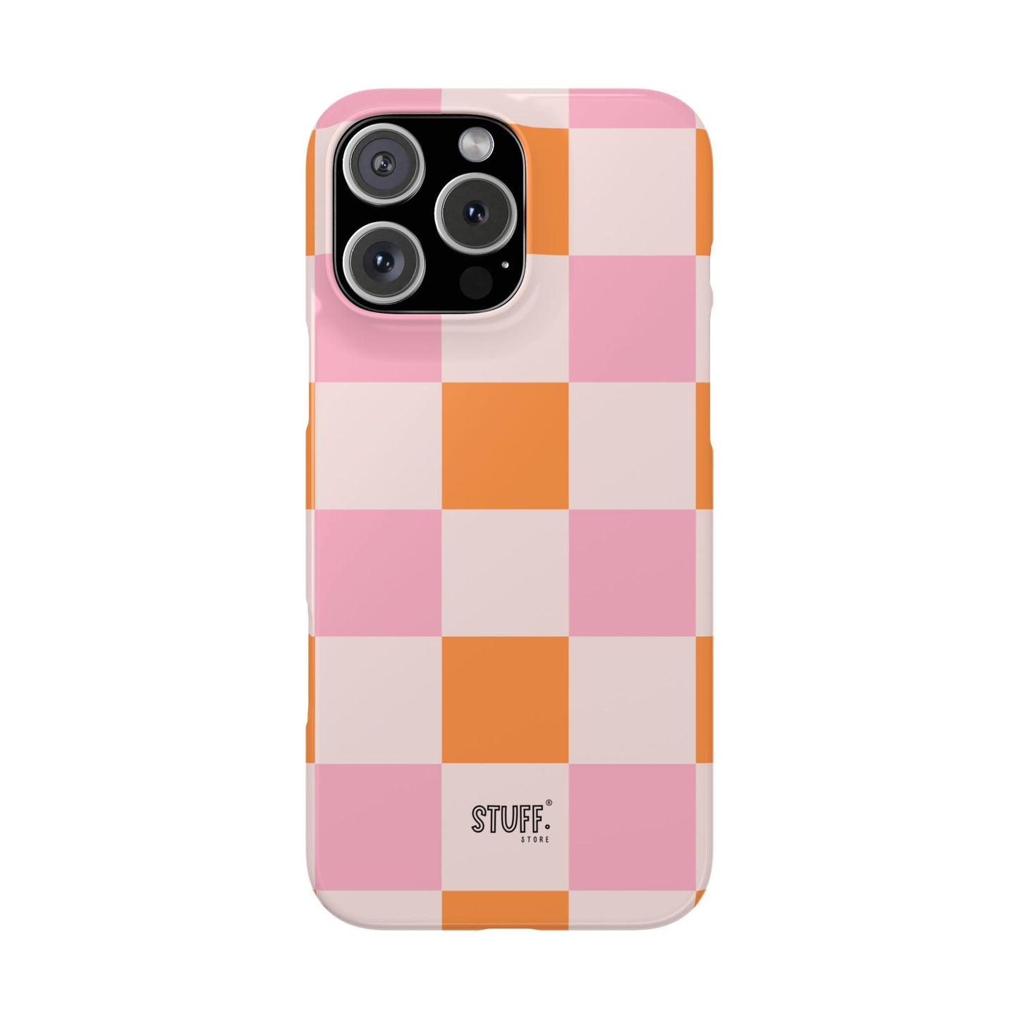Peachy Case | Coque snap légère et résistante avec Design en Damier - Orange & Rose