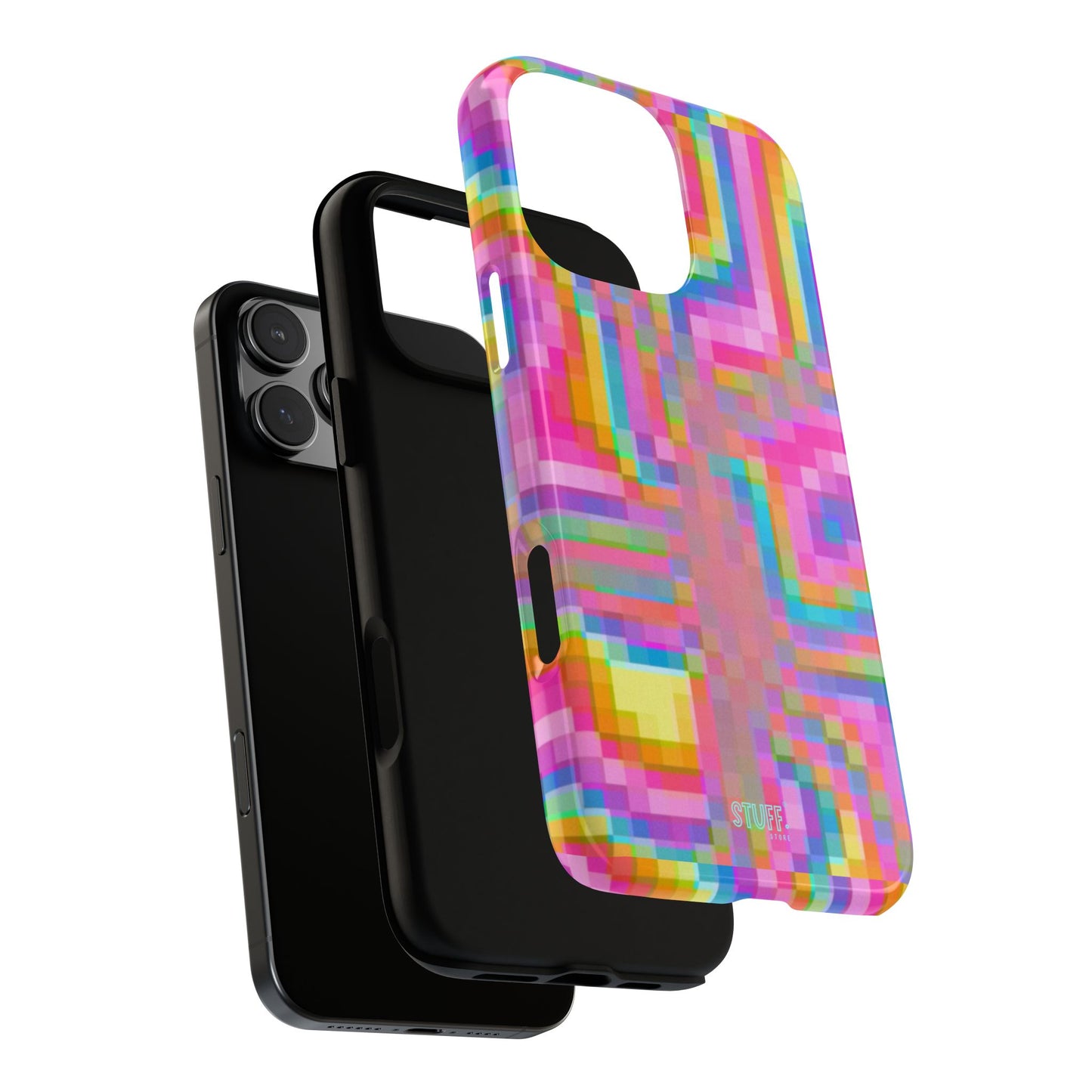 Pixel Case | Coque résistante double protection anti-choc - Motif pixels colorés