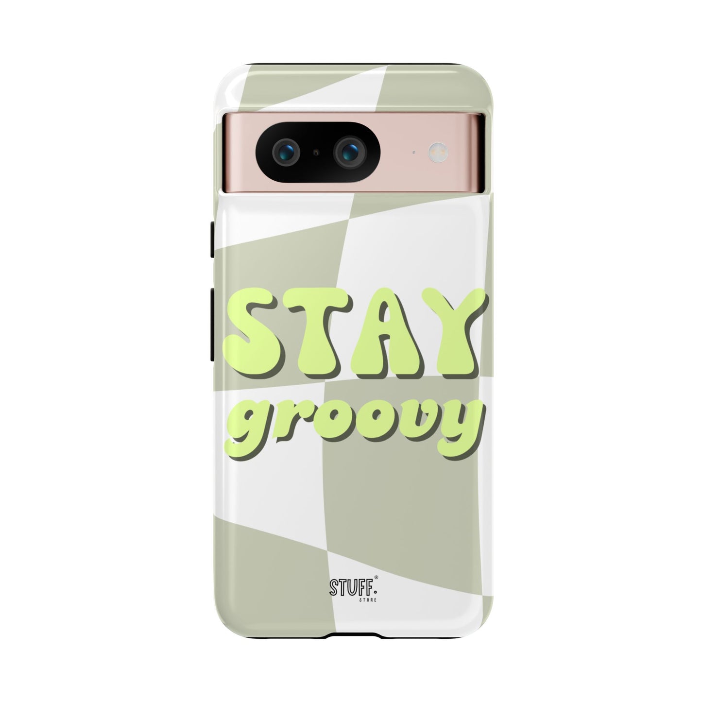 Groovy Case | Coque résistante double protection avec Design Rétro en Damier - Vert