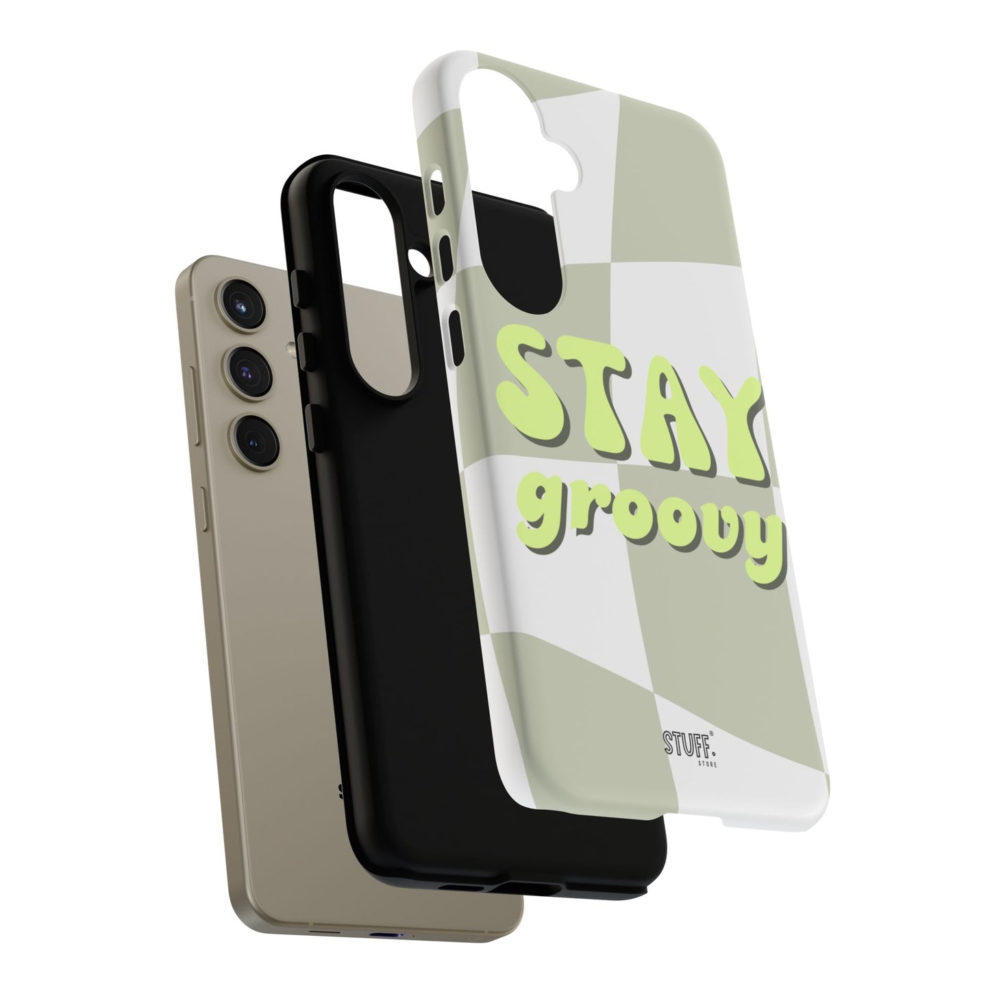 Groovy Case | Coque résistante double protection avec Design Rétro en Damier - Vert