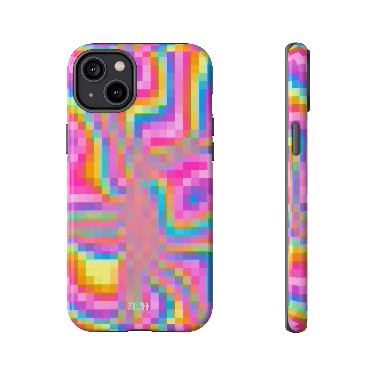 Pixel Case | Coque résistante double protection anti-choc - Motif pixels colorés