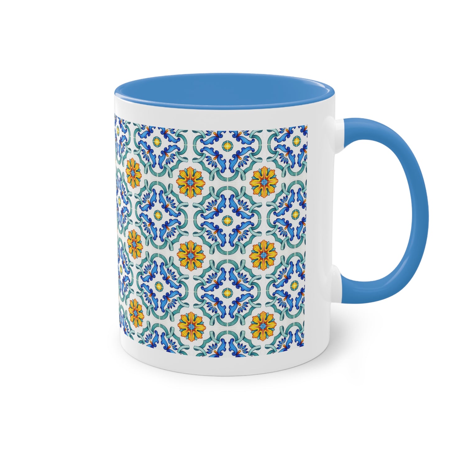 Azulejos Cup | Mug bicolore en céramique avec motif mosaïque méditerranéen – 330ml