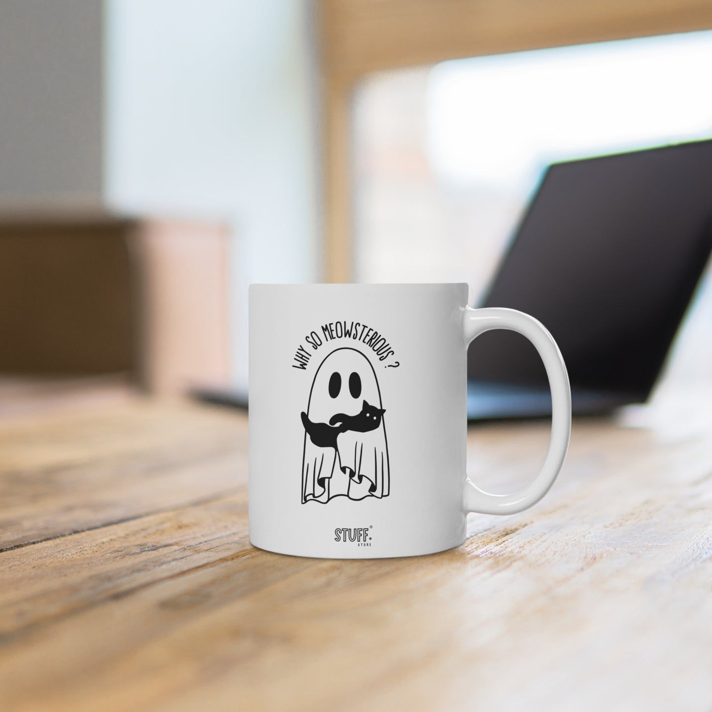 Meowsterious Cup | Mug en céramique avec design chat noir & Halloween mystique – 330 ml / 440 ml