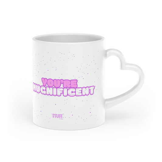 Mugnificent Cup | Mug en céramique avec phrase drôle et poignée en cœur – 330ml