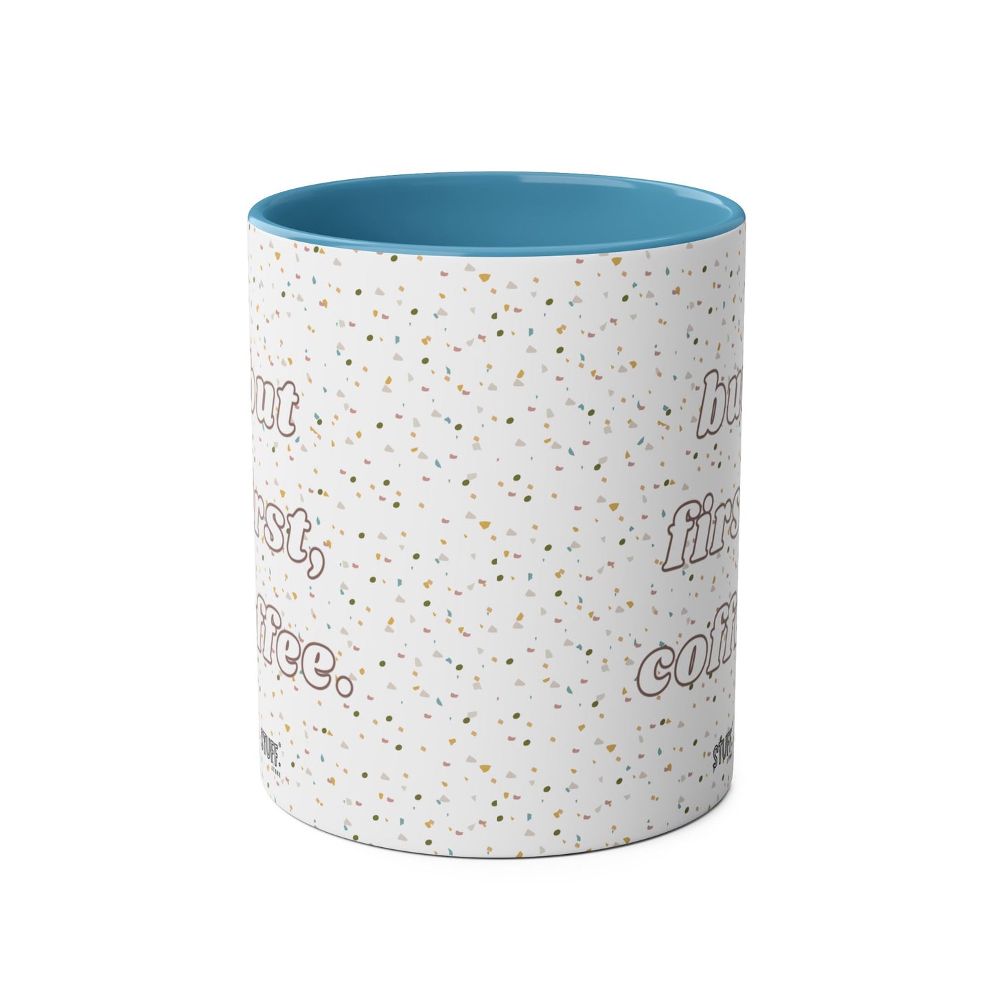 But First, Coffee Cup | Mug bicolore en céramique 330ml avec imprimé terrazzo