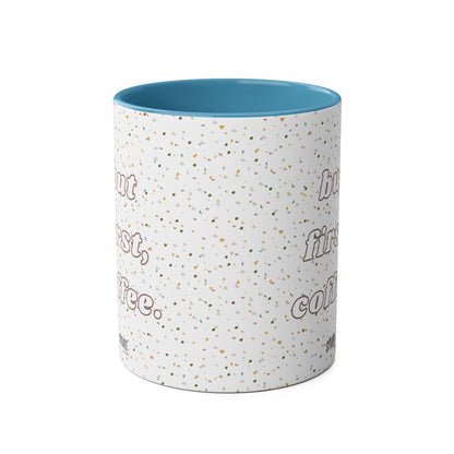 But First, Coffee Cup | Mug bicolore en céramique 330ml avec imprimé terrazzo