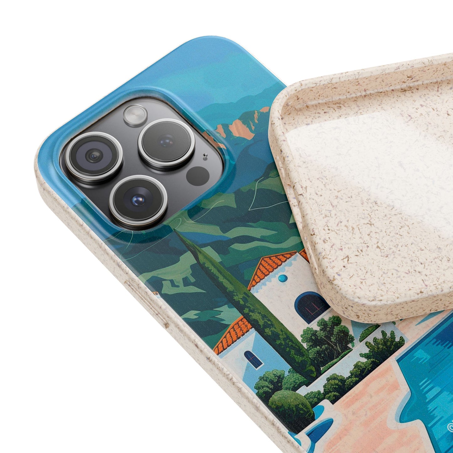 Summer Villa Case | Eco-Friendly Bamboo and Bioplastic Case with Summer Design - Available with Gift Packaging