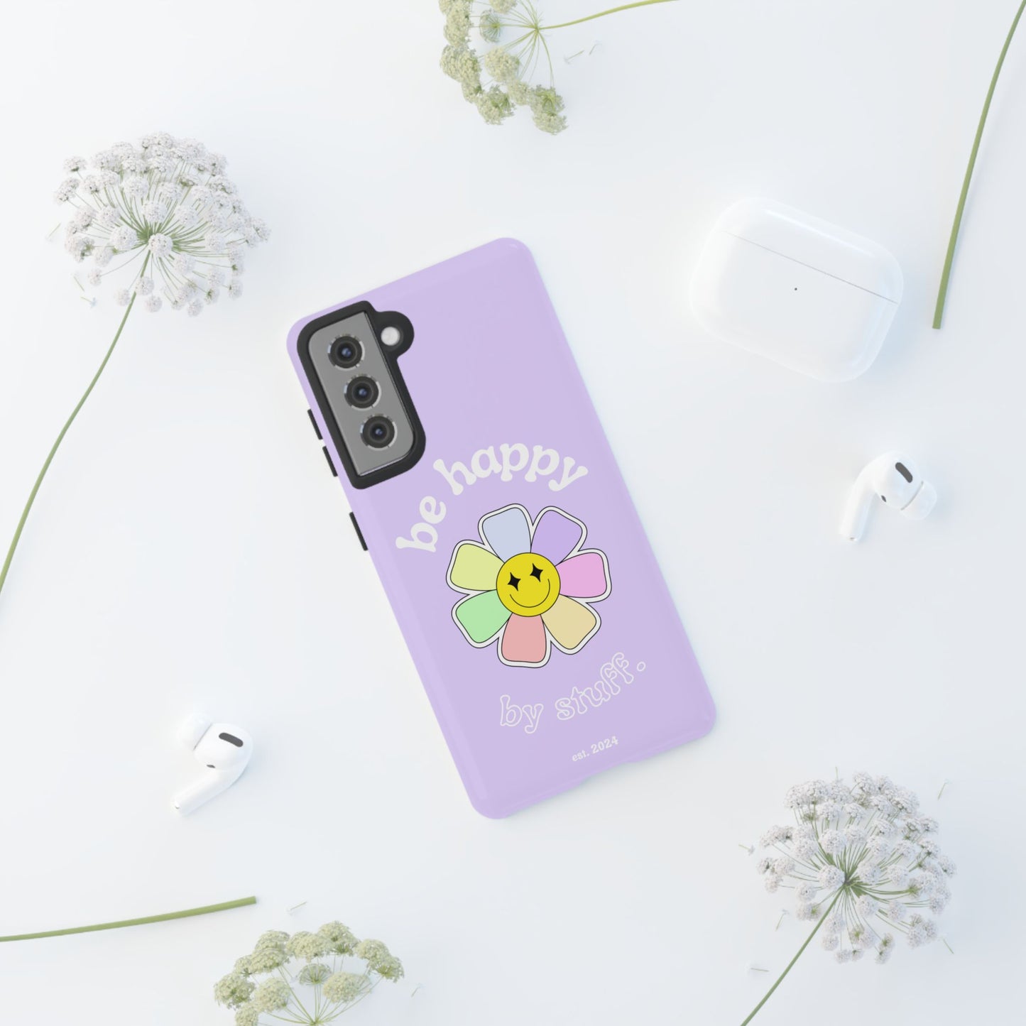 Be Happy Case | Coque résistante double protection avec Design Fleur Colorée