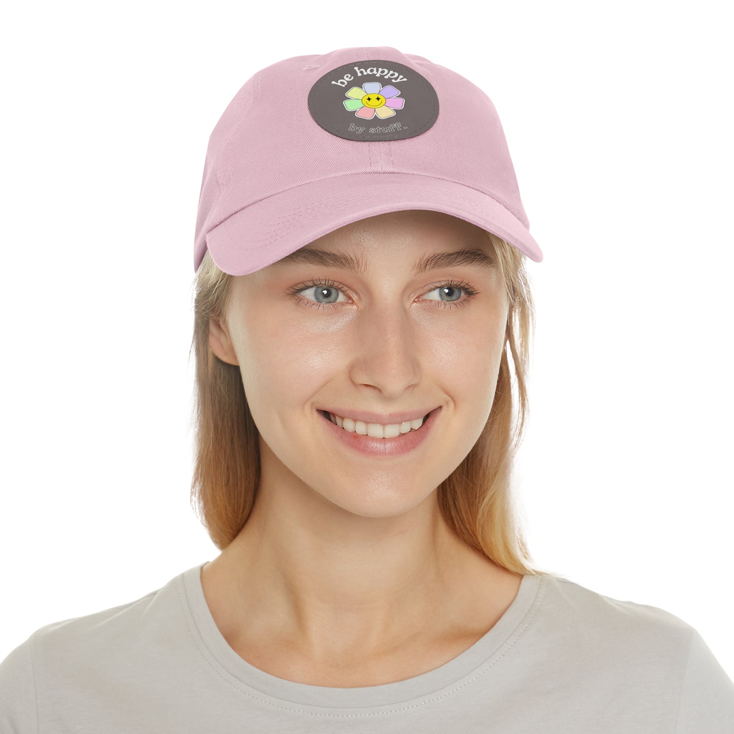 Be Happy | dad hat unisexe avec écusson cuir