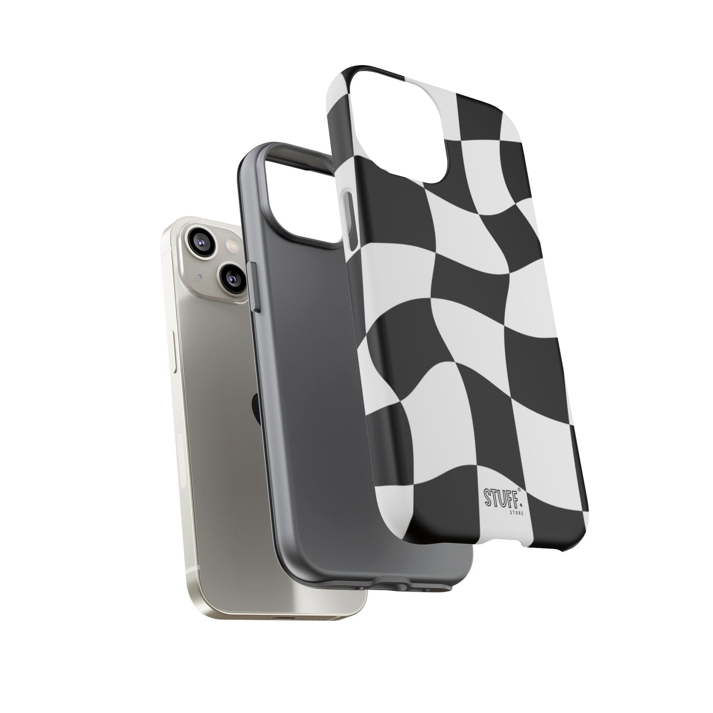 Checkers Case | Coque résistante double protection et Design en Damier déformé