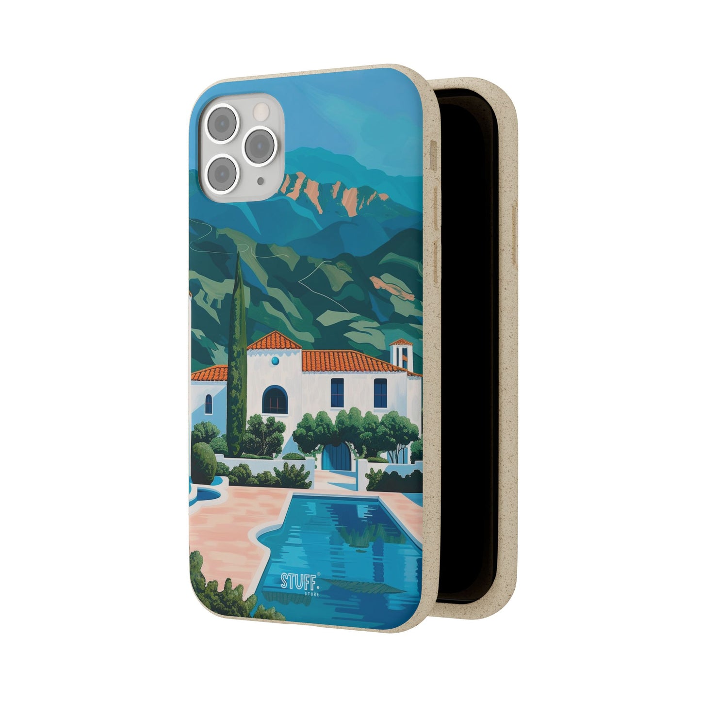 Summer Villa Case | Eco-Friendly Bamboo and Bioplastic Case with Summer Design - Available with Gift Packaging