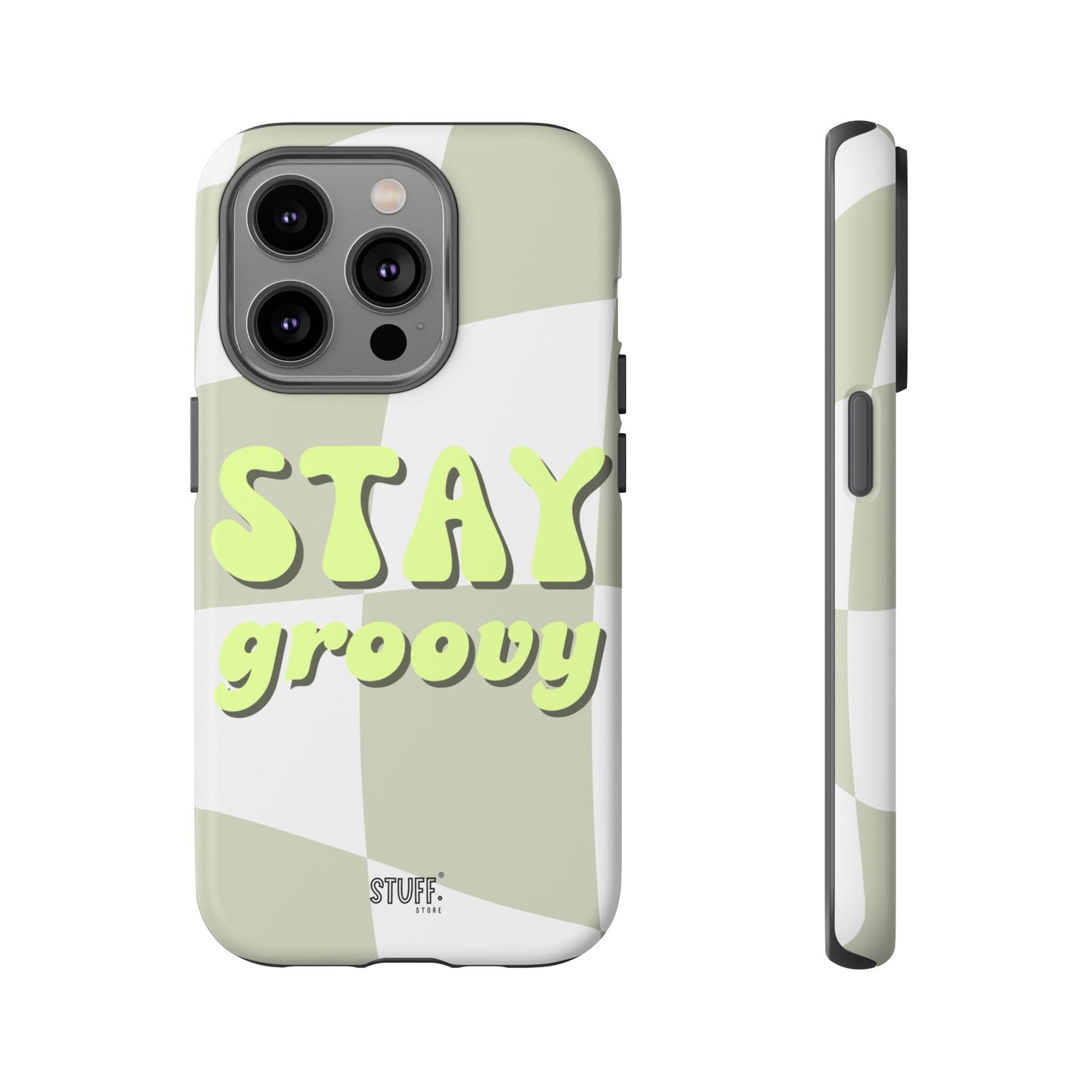 Groovy Case | Coque résistante double protection avec Design Rétro en Damier - Vert