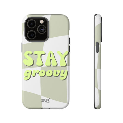 Groovy Case | Coque résistante double protection avec Design Rétro en Damier - Vert