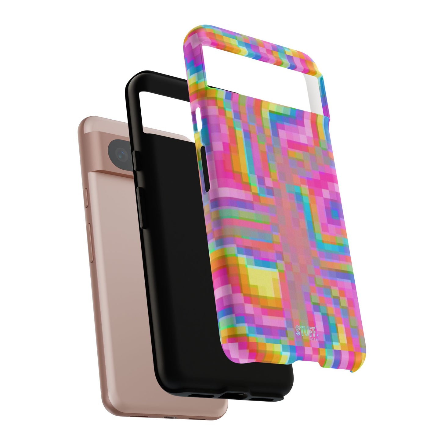 Pixel Case | Coque résistante double protection anti-choc - Motif pixels colorés
