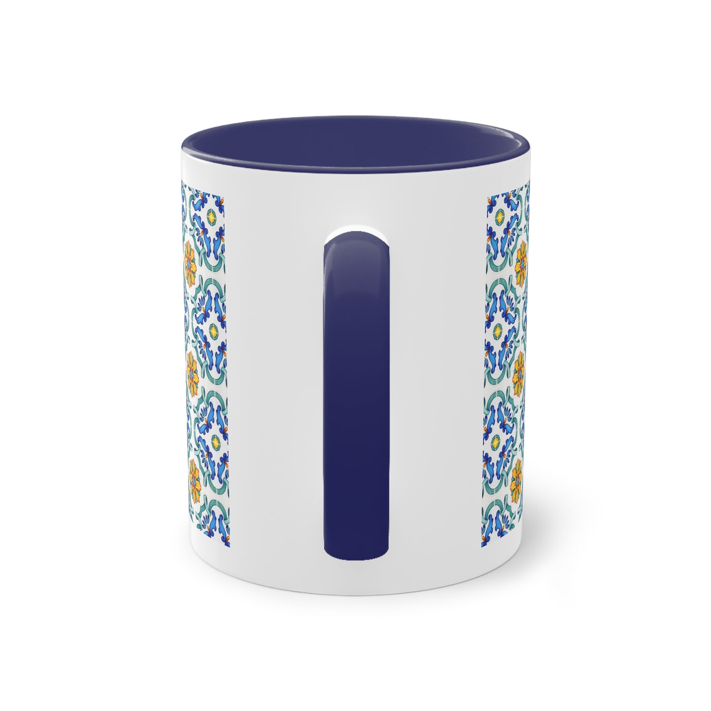 Azulejos Cup | Mug bicolore en céramique avec motif mosaïque méditerranéen – 330ml