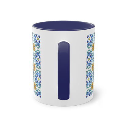 Azulejos Cup | Mug bicolore en céramique avec motif mosaïque méditerranéen – 330ml