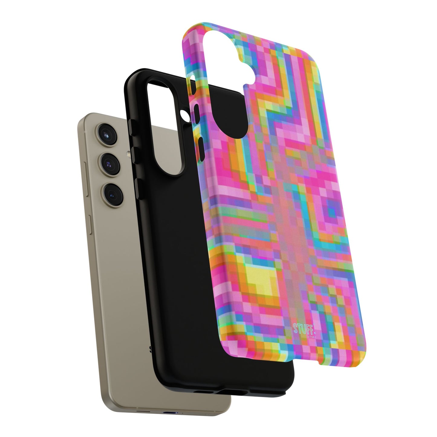 Pixel Case | Coque résistante double protection anti-choc - Motif pixels colorés