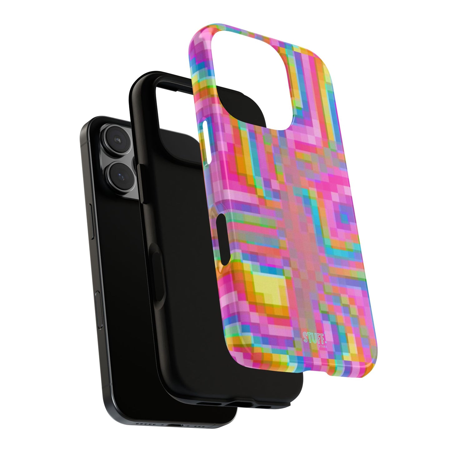 Pixel Case | Coque résistante double protection anti-choc - Motif pixels colorés