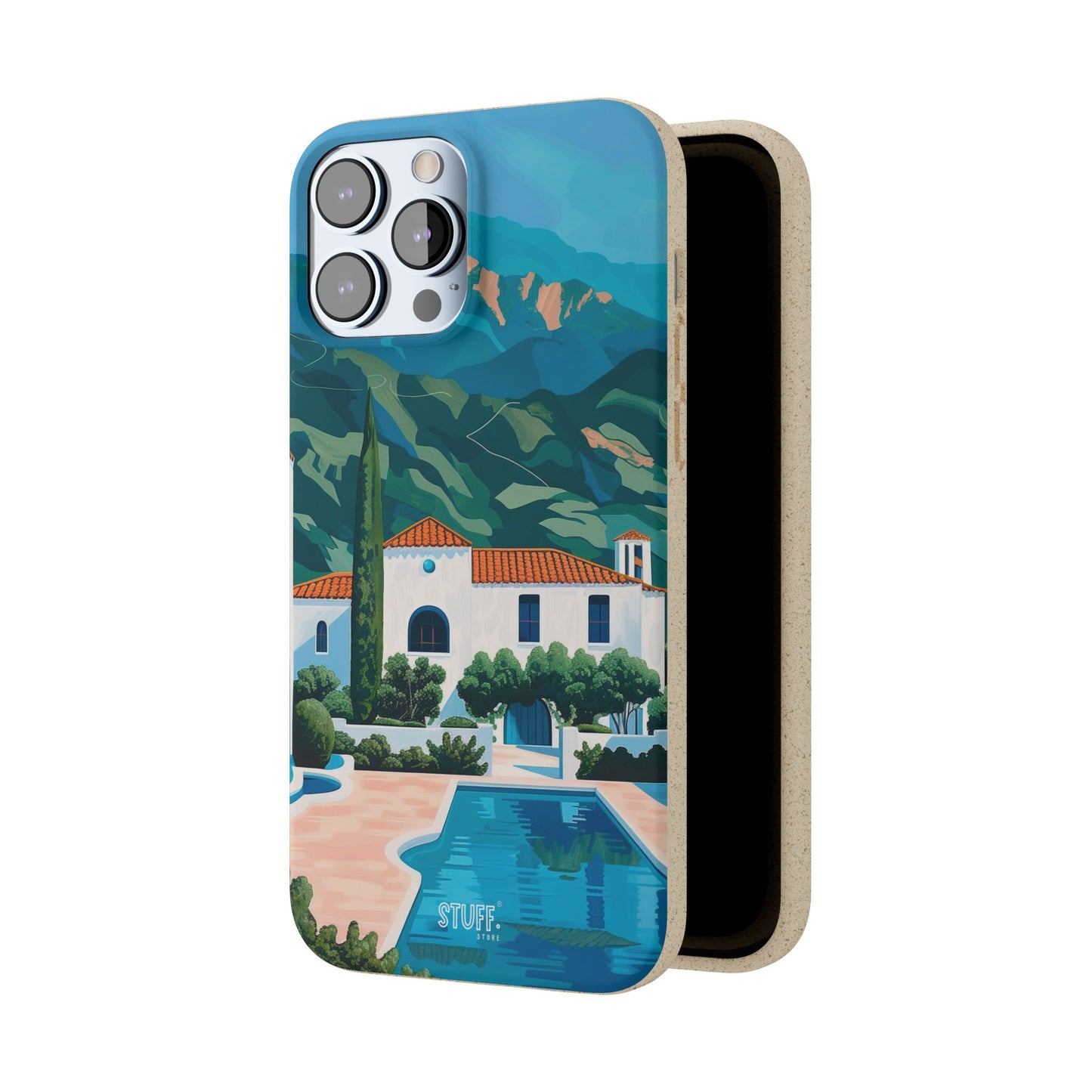 Summer Villa Case | Eco-Friendly Bamboo and Bioplastic Case with Summer Design - Available with Gift Packaging
