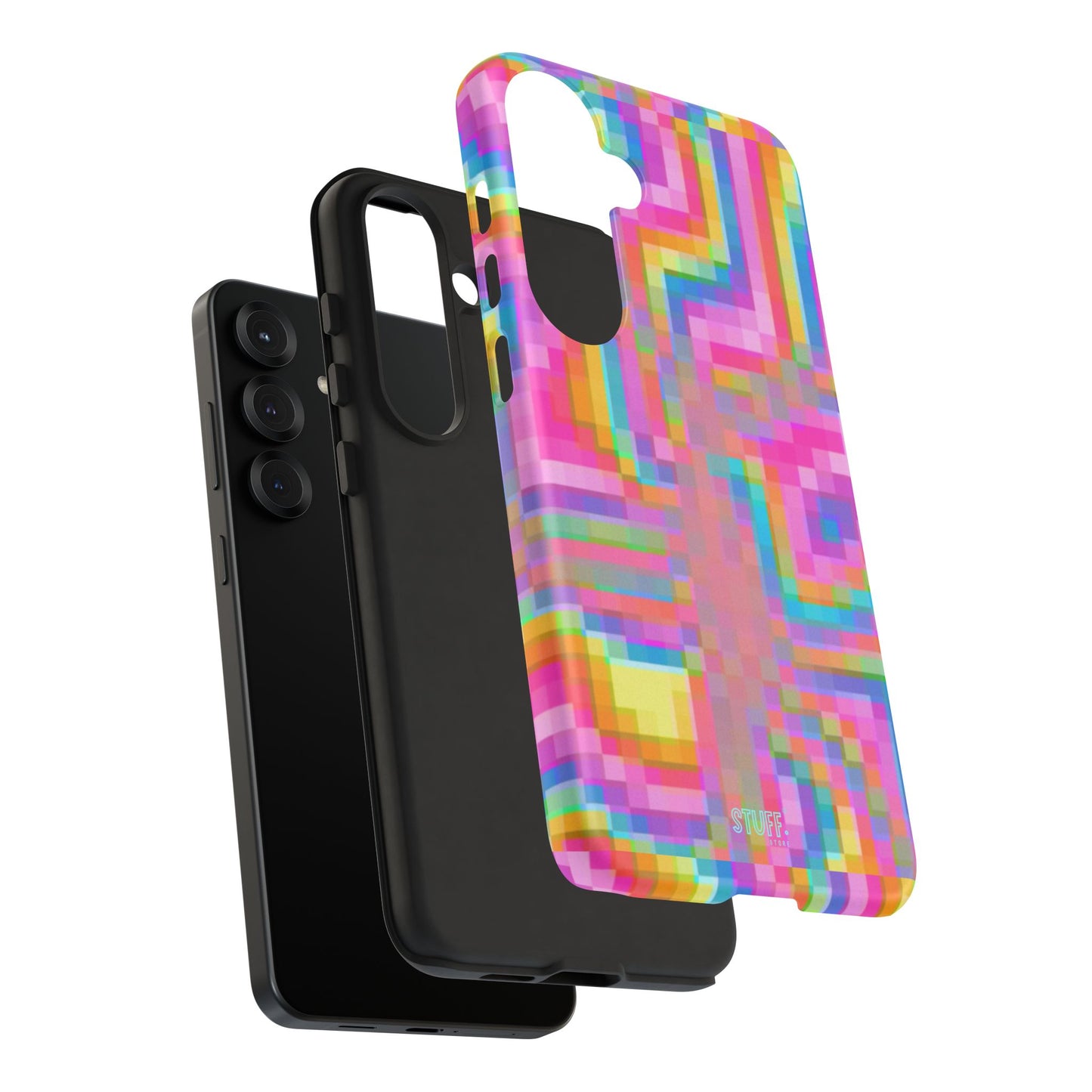 Pixel Case | Coque résistante double protection anti-choc - Motif pixels colorés