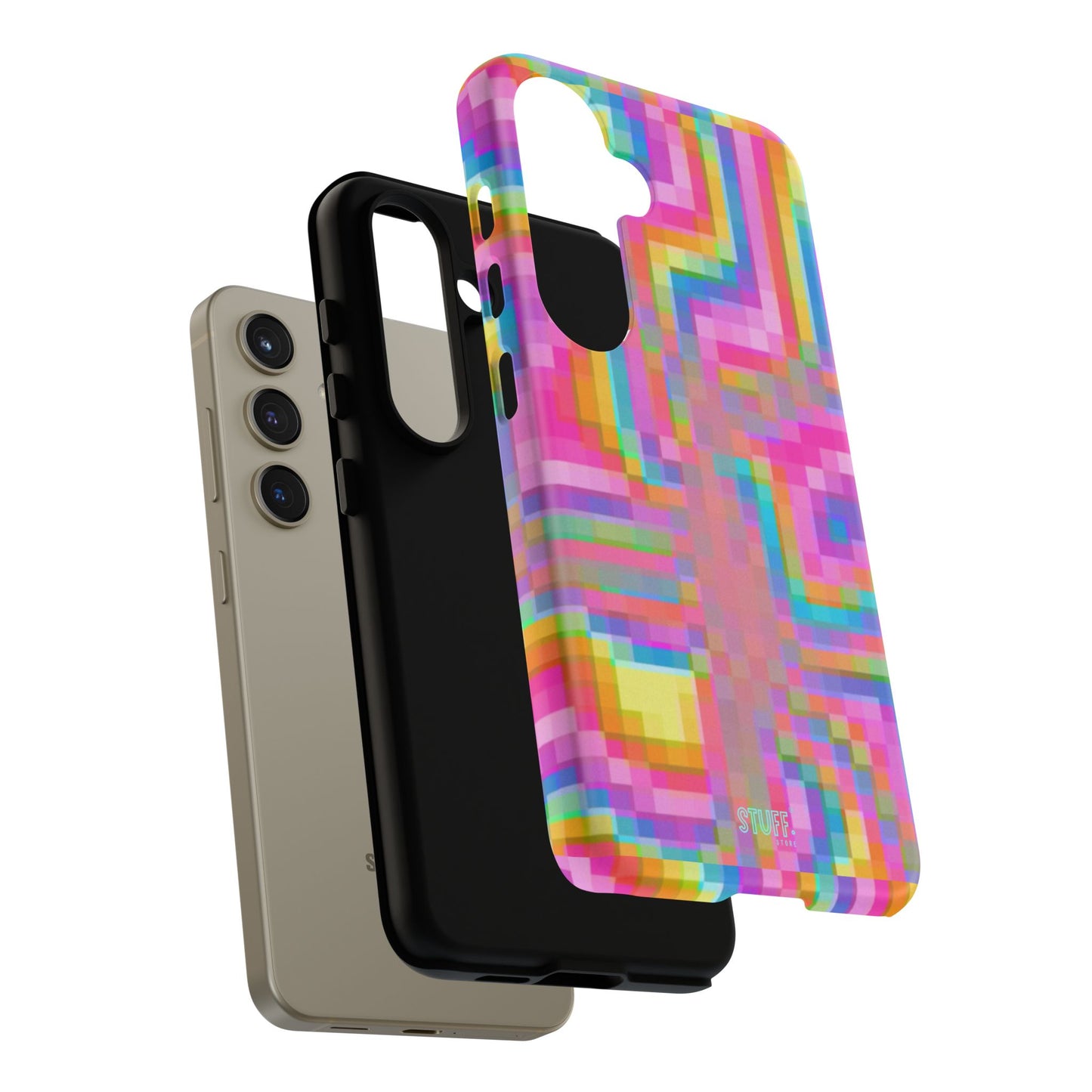 Pixel Case | Coque résistante double protection anti-choc - Motif pixels colorés