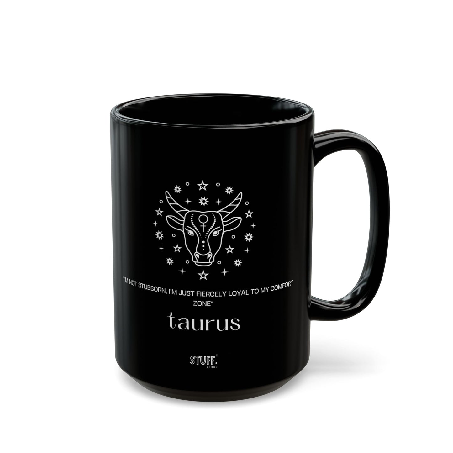 Taureau | Mug noir en céramique avec signe astrologique et phrase drôle – 330ml / 440ml
