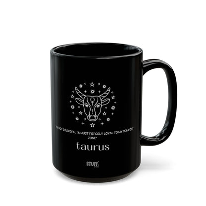 Taureau | Mug noir en céramique avec signe astrologique et phrase drôle – 330ml / 440ml