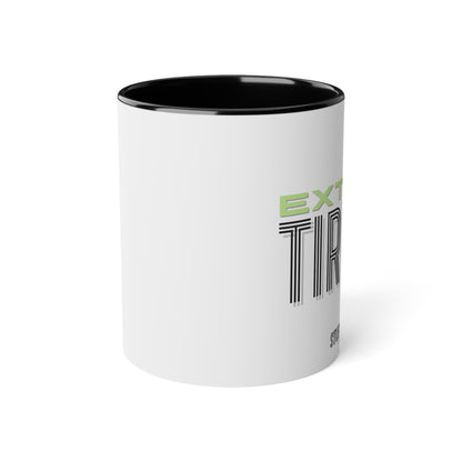 Extra Tired Cup | Two-tone ceramic mug with black interior and funny phrase - 330 ml