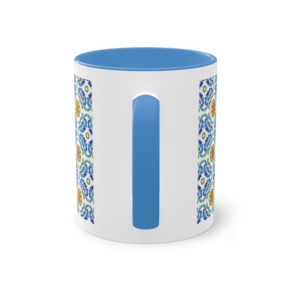 Azulejos Cup | Mug bicolore en céramique avec motif mosaïque méditerranéen – 330ml