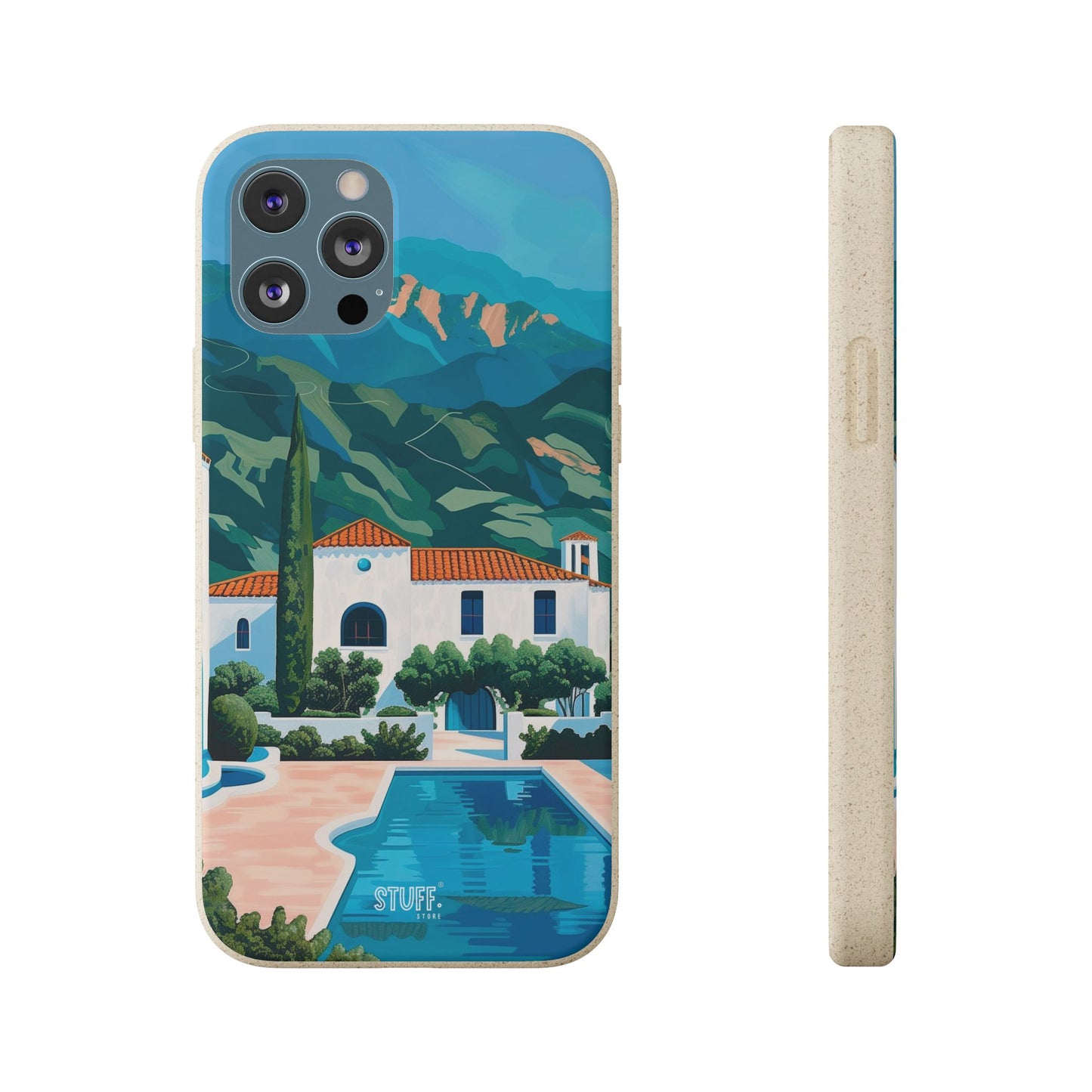 Summer Villa Case | Eco-Friendly Bamboo and Bioplastic Case with Summer Design - Available with Gift Packaging