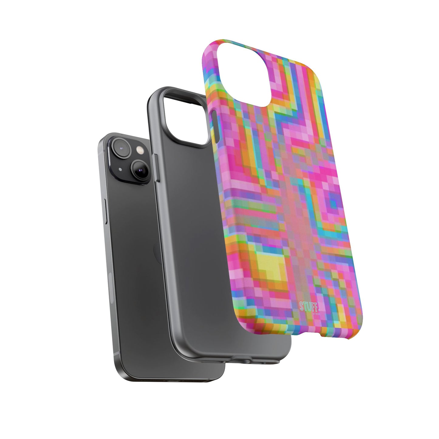 Pixel Case | Coque résistante double protection anti-choc - Motif pixels colorés