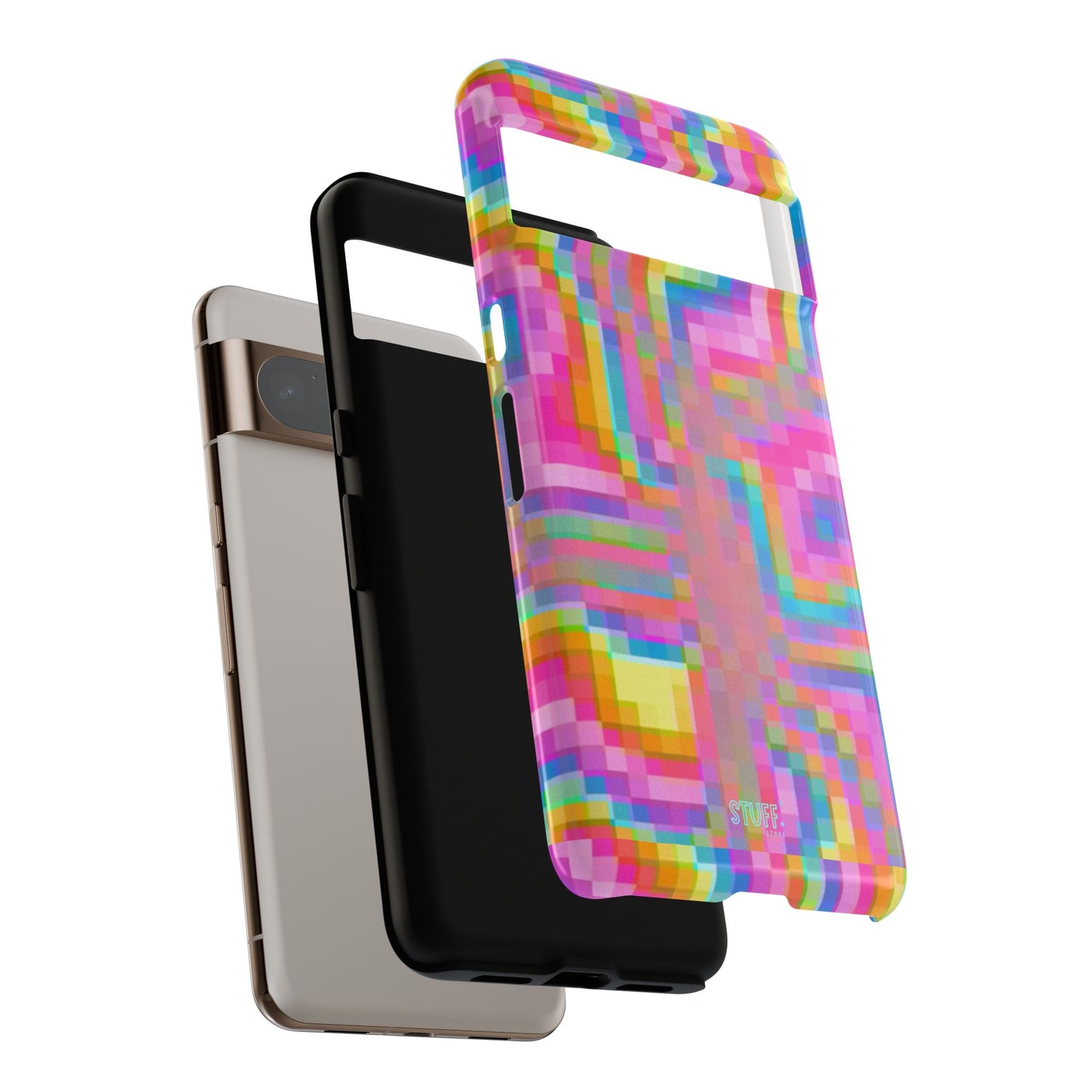 Pixel Case | Coque résistante double protection anti-choc - Motif pixels colorés