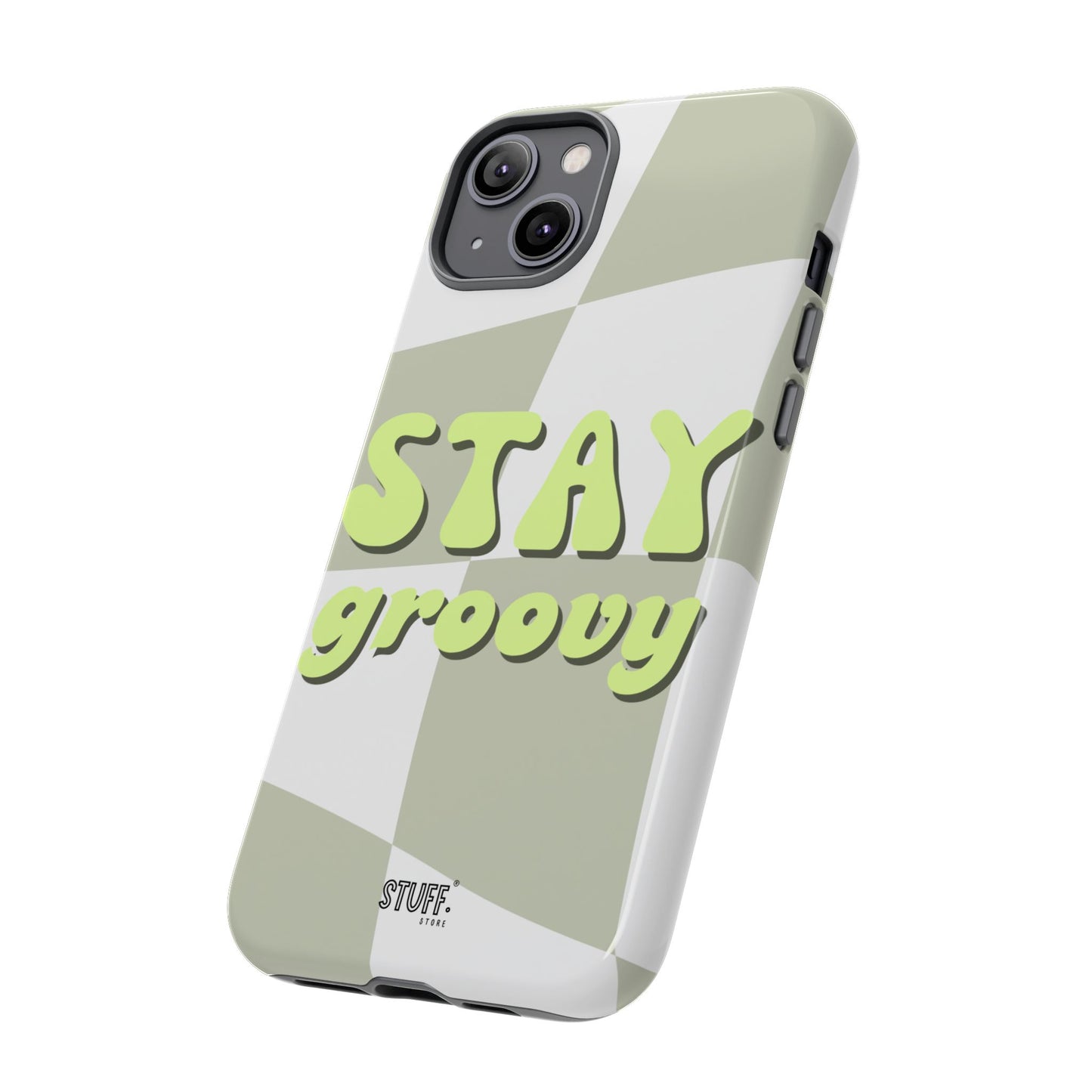 Groovy Case | Coque résistante double protection avec Design Rétro en Damier - Vert