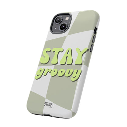 Groovy Case | Coque résistante double protection avec Design Rétro en Damier - Vert