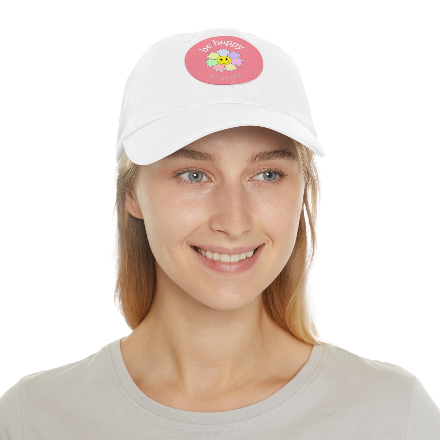 Be Happy | dad hat unisexe avec écusson cuir