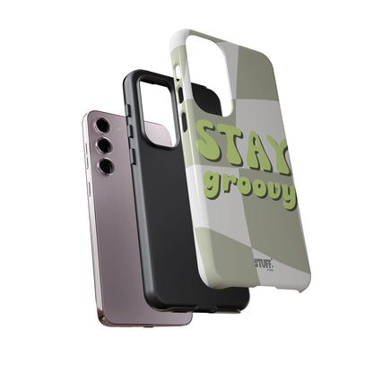 Groovy Case | Coque résistante double protection avec Design Rétro en Damier - Vert
