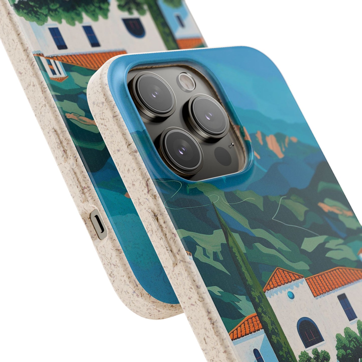 Summer Villa Case | Eco-Friendly Bamboo and Bioplastic Case with Summer Design - Available with Gift Packaging