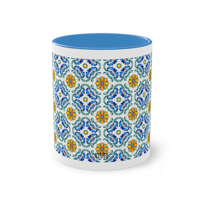 Azulejos Cup | Mug bicolore en céramique avec motif mosaïque méditerranéen – 330ml