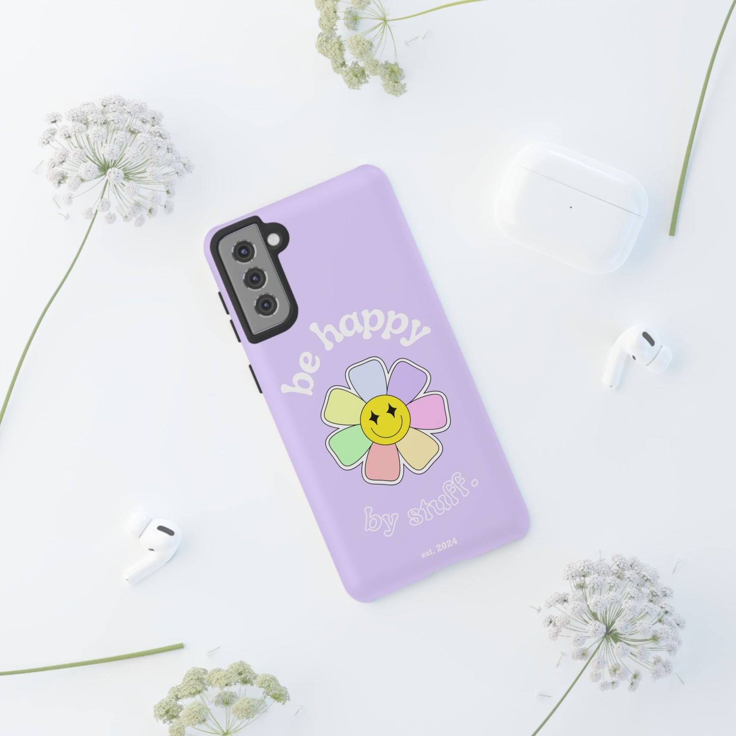 Be Happy Case | Coque résistante double protection avec Design Fleur Colorée