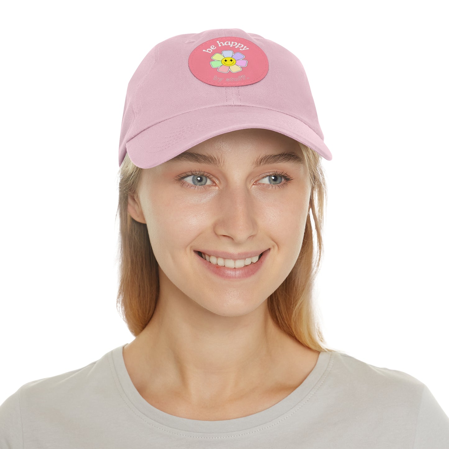 Be Happy | dad hat unisexe avec écusson cuir